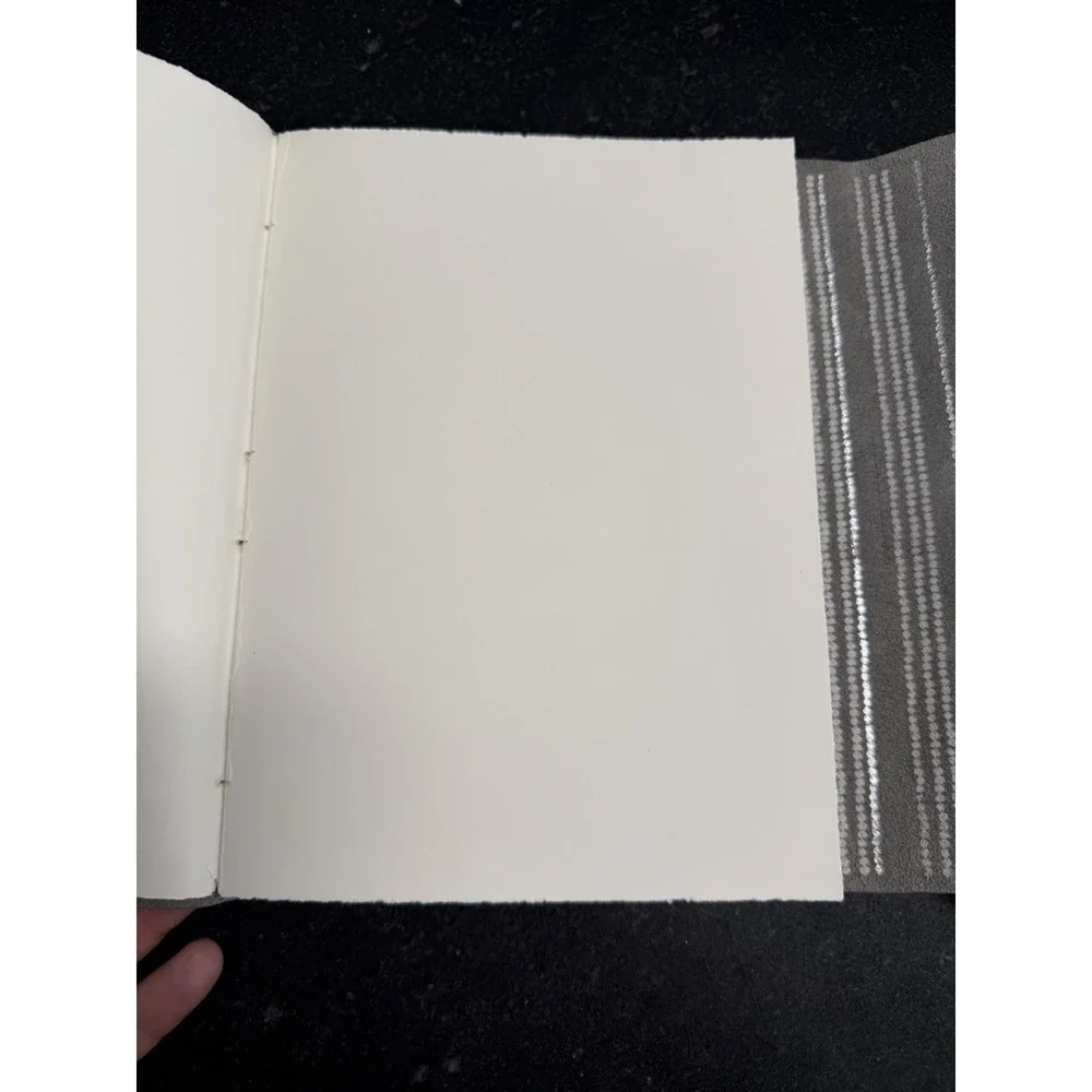 Anthropologie Suede Leather Wrap Journal Silver Foil Blank Deckle Pages 8.5
